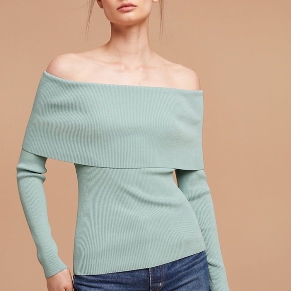 Aritzia Sweaters - Aritzia Wilfred Croquis Off The Shoulder Sweater Aqua Blue Medium